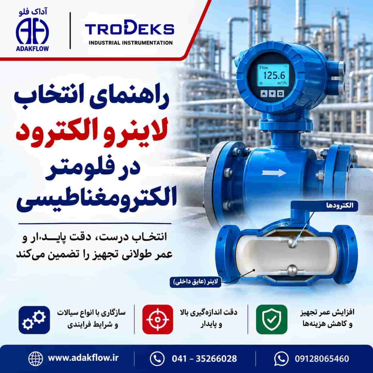 راهنمای انتخاب لاینر و الکترود در فلومتر الکترومغناطیسی